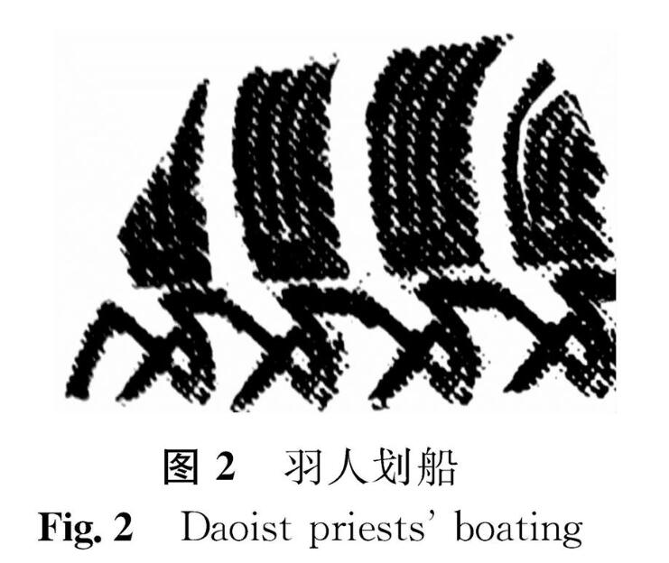 图2 羽人划船<br/>Fig.2 Daoist priests' boating