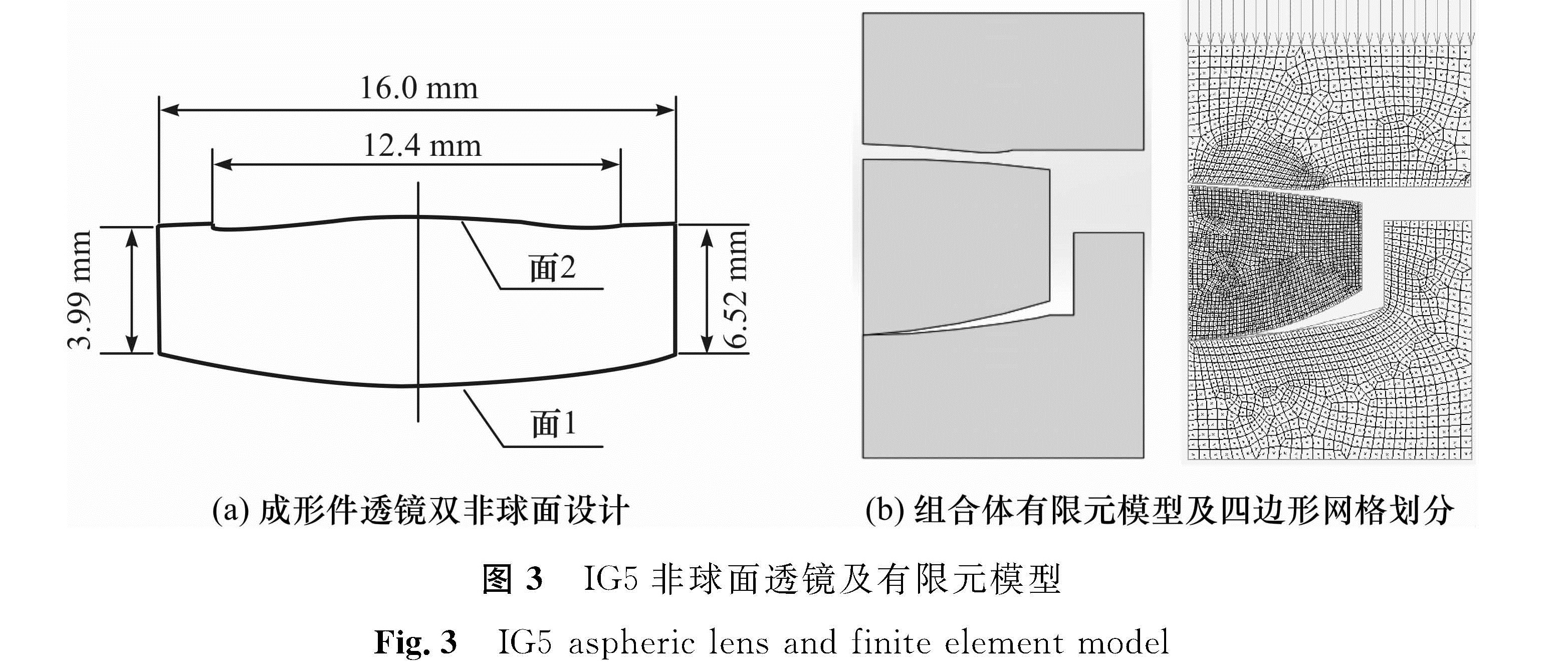 图3 IG5非球面透镜及有限元模型<br/>Fig.3 IG5 aspheric lens and finite element model