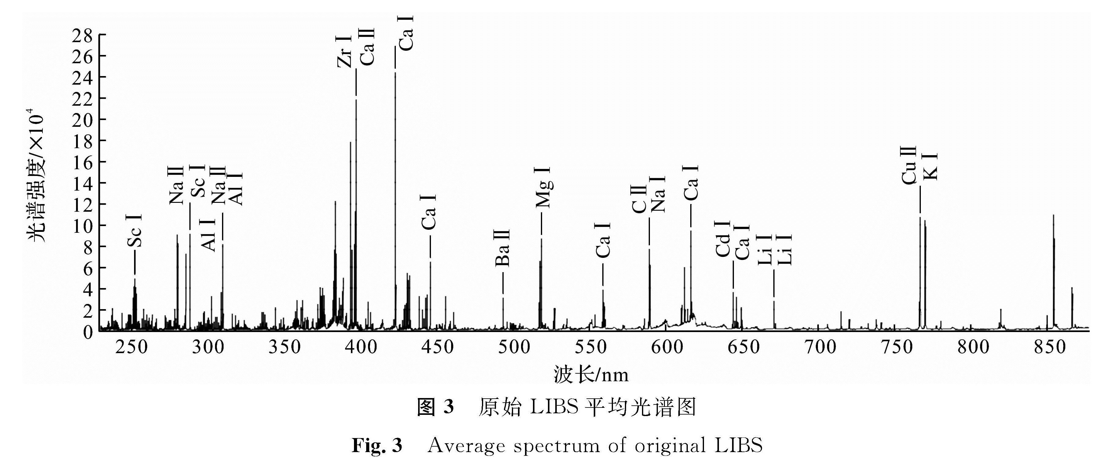 图3 原始LIBS平均光谱图<br/>Fig.3 Average spectrum of original LIBS