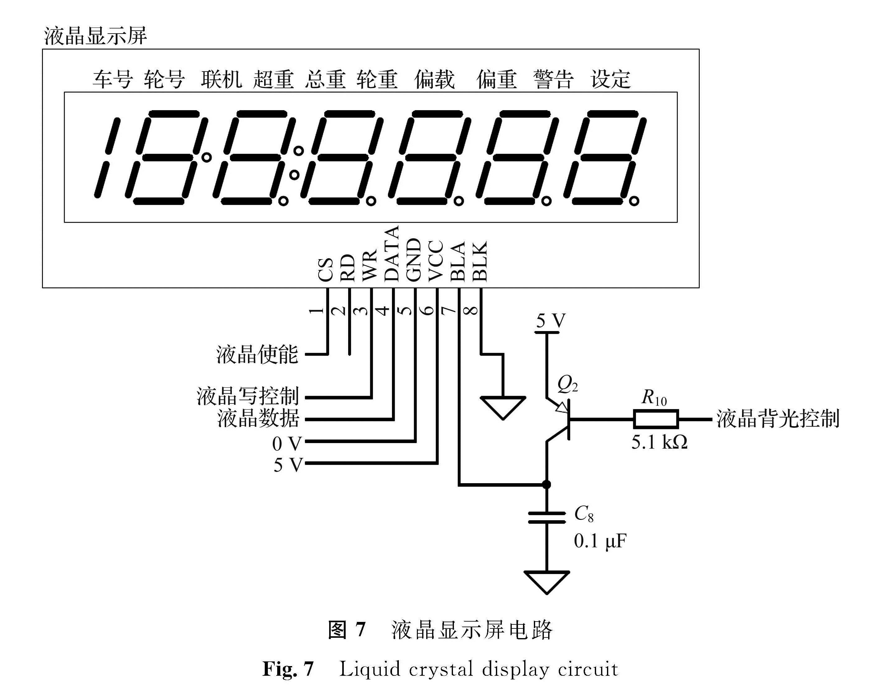 图7 液晶显示屏电路<br/>Fig.7 Liquid crystal display circuit
