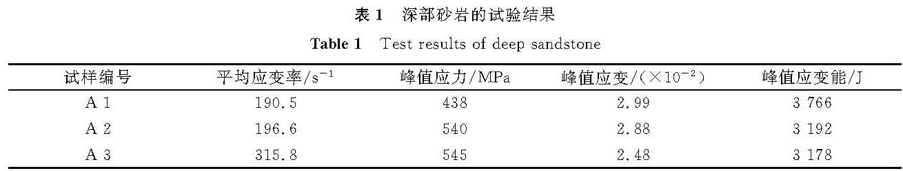 表1 深部砂岩的试验结果<br/>Table 1 Test results of deep sandstone