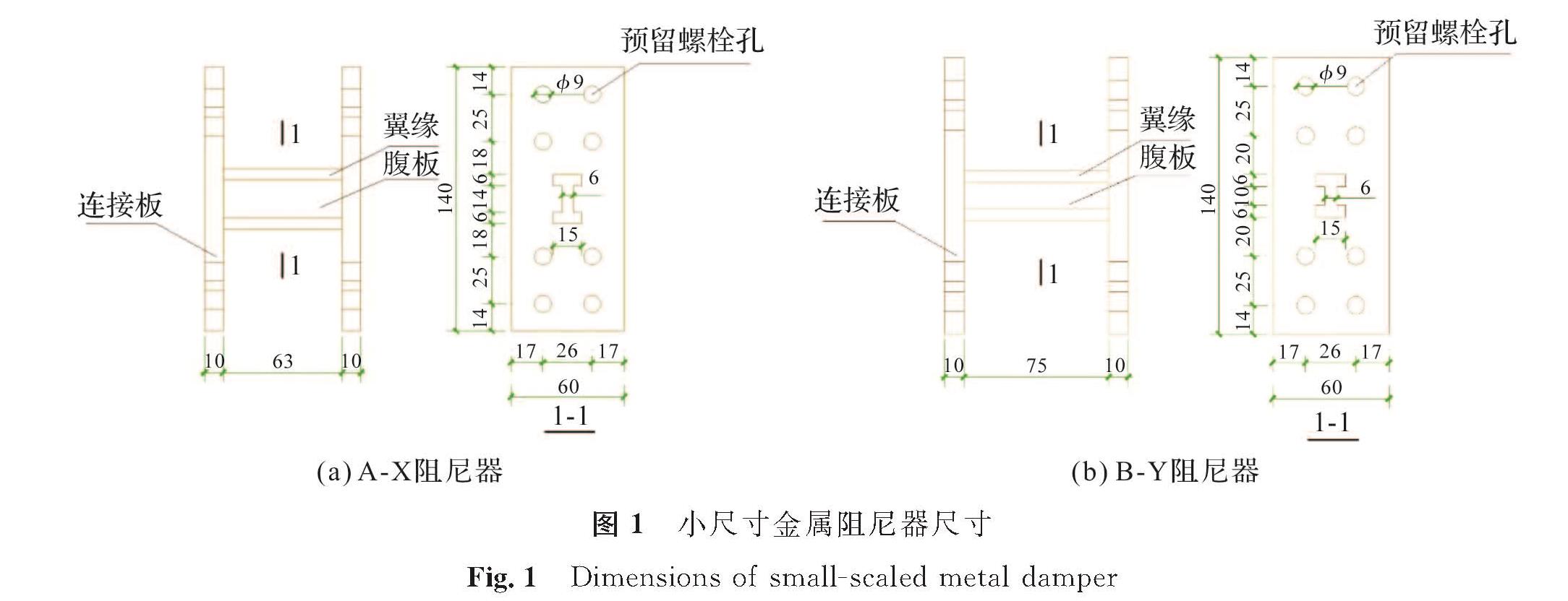 图1 小尺寸金属阻尼器尺寸<br/>Fig.1 Dimensions of small-scaled metal damper