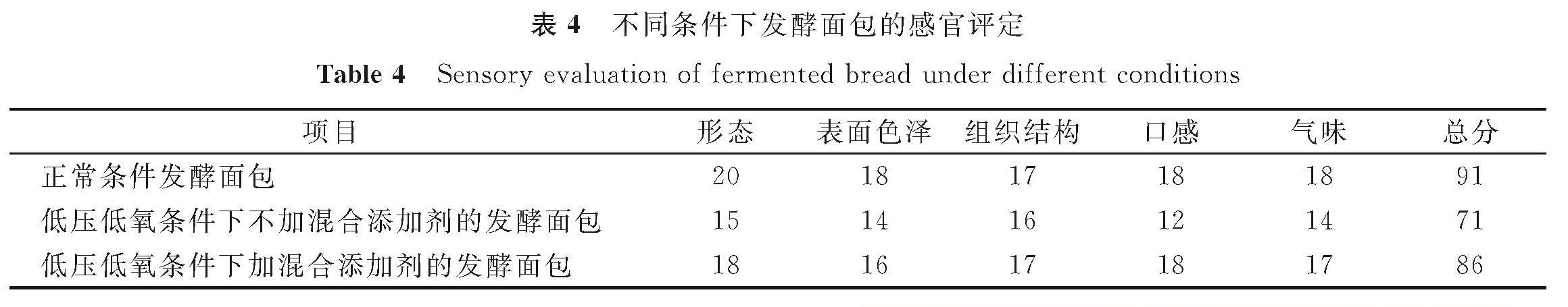 表4 不同条件下发酵面包的感官评定<br/>Table 4 Sensory evaluation of fermented bread under different conditions